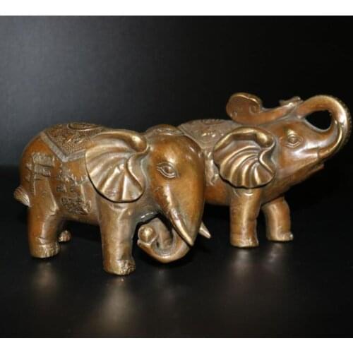 China archaize brass elephant crafts statue A pair
