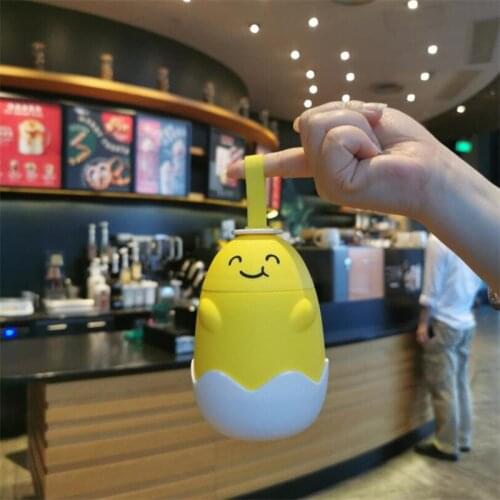 Creative Kawaii Egg Cartoon Children Glass Cup 300ml Mini Funny Expression Glass Yellow Broken Egg Shape Student Leisure Bottle