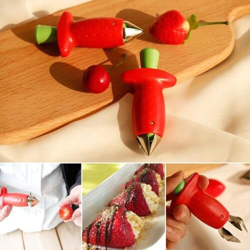 Kitchen Tools Strawberry Hullers Metal Plastic Fruit Leaf Remover Gadget Tomato Stalks Strawberry Knife Stem Remover Fruit Corer