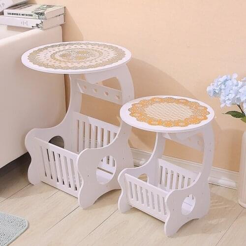 Balcony square coffee table small round table living room sofa coffee table magazine storage rack LB1251