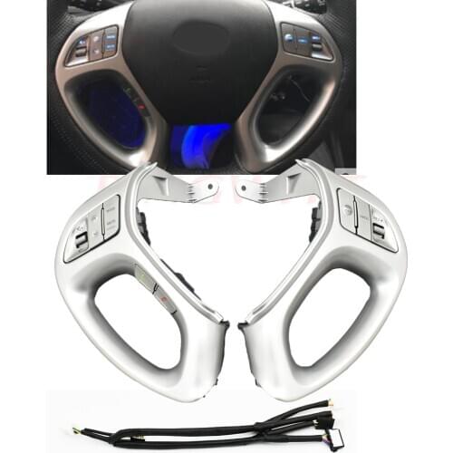 For Hyundai ix35 & FOR TUCSON 2010-2015 Car Multi-function Cruise control steering wheel buttons with bluetooth button in silver