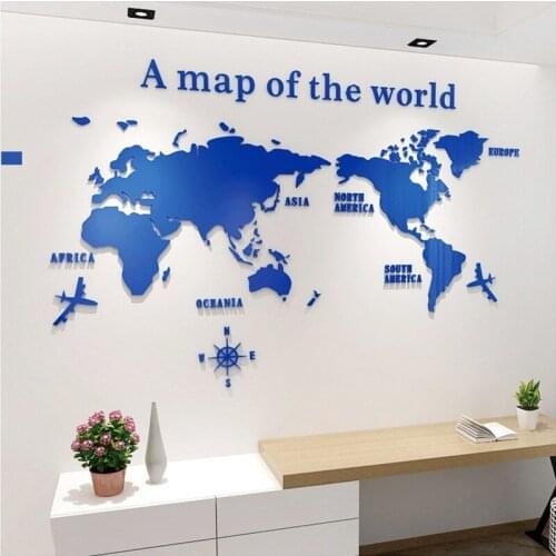 Black International world map DIY Vinyl Wall Stickers Kids love Home Decor office Art Decals creative 3D Wallpaper decoration