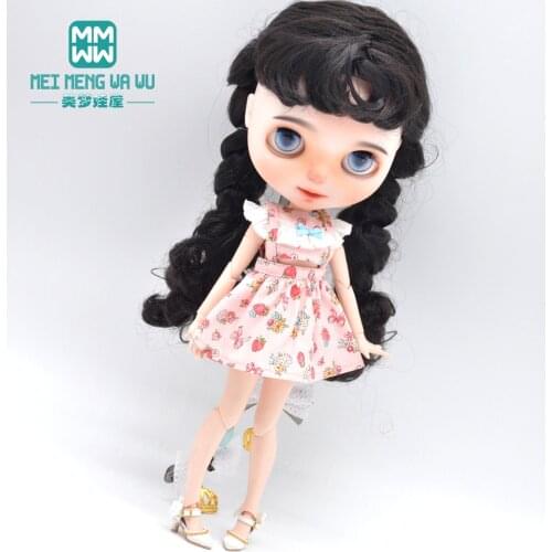 Clothes for doll fits Blyth Azone 1/8 doll accessories Fashion strawberry strap dress