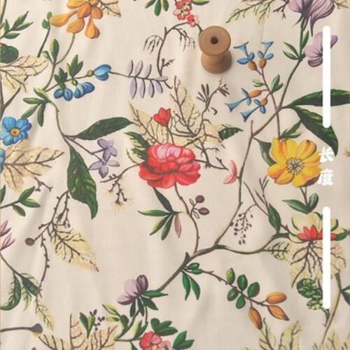 Half Meter Colored Flower Tree leaves Print Linen Fabric For Dress Upper Clothes Shirt Han Cloth Handmade DIY Tissue A85