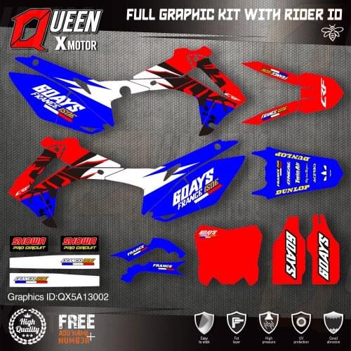 QUEEN X MOTOR Custom Team Graphics Backgrounds Decals Stickers Kit For HONDA 2014-2017 CRF250R 2013-2016 CRF450R 002