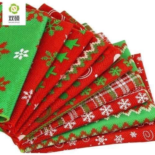 ShuanShuo Composite Fabric For New Year Christmas DIY Decoration Hat Bag Bell Stocking Precut Quar Bundle 10PCS/LOT 40X50CM