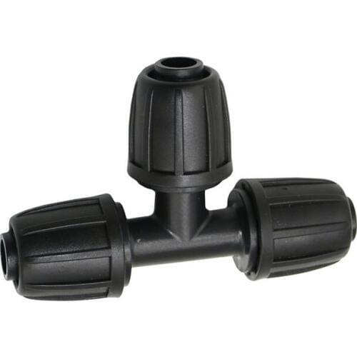 1/2" Garden irrigation tee 16mm Hose water splitter lock nut T barb connector 3 way irrigation adapter 20pcs
