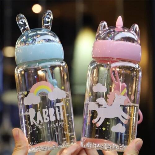 High-value water cup female student Korea water cup portable simple fresh creative trend heat-resistant glass water cup