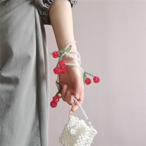 【wonder lamer 】 mini special vintage cherry beads craft purse handles