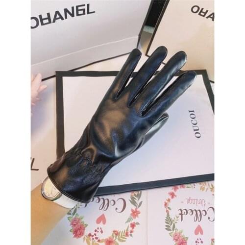 Women 's Leather Gloves Autumn Winter Korean Style Thickening Thermal Windproof Cold-Proof Cycling and Driving Touch Screen