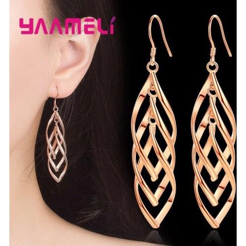 Stylish 925 Sterling Silver Tassel Earrings Metallic Texture Minimalist Women Accessories Piercing Jewelry Lead Nickel Free