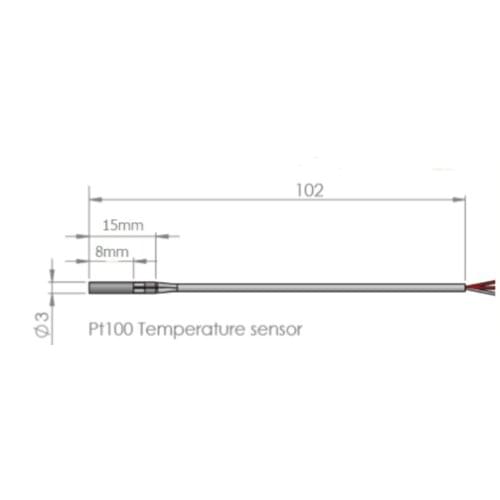 Probe dia.3mm RTD PT100 sensor for 3D printer