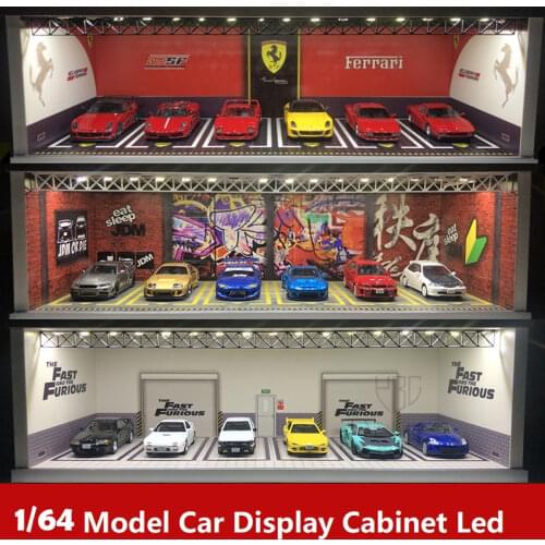1/64 Car Model Display Box Acrylic Material Maintenance Scenario Dustproof Box Transparent Box With Led Light For 1:64 Model Car
