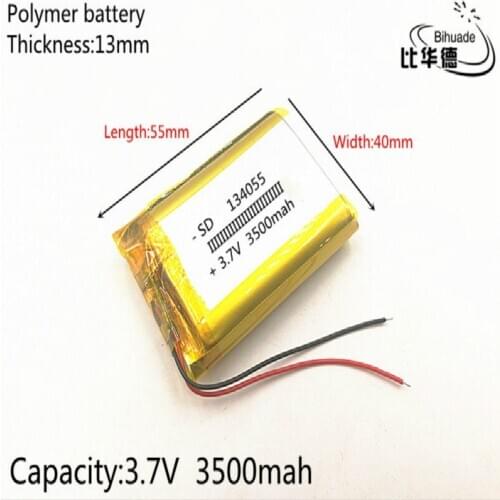 1pcs/lot 3.7V 3500mAh 134055 Lithium Polymer LiPo Rechargeable Battery cells For Power bank