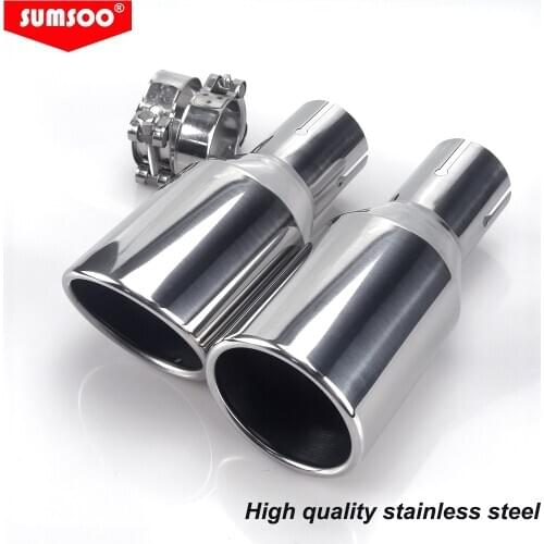 1piece Universal modification Car Accessories silver Curly Flange Muffler exhaust Stainless Steel Tip End Pipe