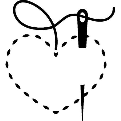 11.6*12.7CM Fashion Loving Quilt Sewing Car Stickers Cartoon Vinyl Car Decorative Accessories Black/Silver C7-1117