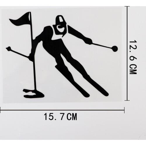 15.7CMX12.6CM Waterproof Skiier Super Giant Decal Vinyl Car Sticker Black/Silver 8A-1089