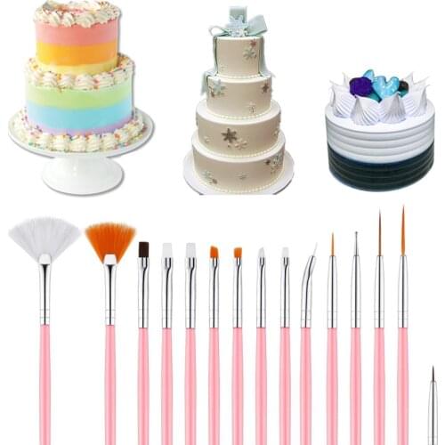 15Pcs/Set Fondant Cake Brush DIY Sugar Craft Baking Decorating Tools Cake Pen Brush for Fondant Painting Cookie Decoration Tools