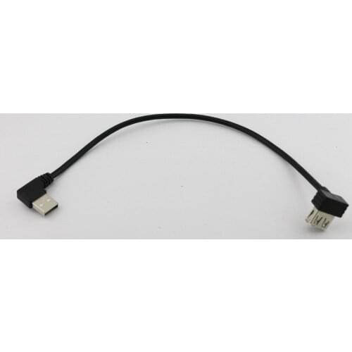 2pcs USB 2.0 A Male Right Angled To A Female Angled Data Charger Adapter Cable 1ft