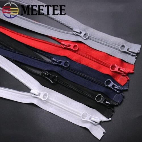 2pcs Meetee 5# Nylon Zipper Double-slider Open-End Zips for Luggage Bags Jacket Coat Garment DIY Sewing Accessories