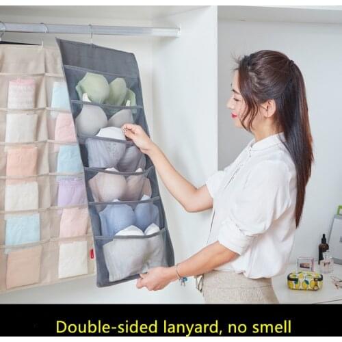 24/36 Grids Multifunction Folding Clothing Storage Bag Clear Hanging Bag Socks Bra Underwear Rack Hanger Double Side Organizer