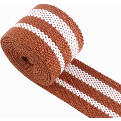 38mm cotton brown striped webbing Polyester soft heavy webbing Nylon webbing Strap for handbag garment backpack Belt Dog Collar