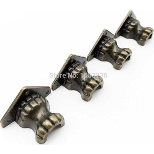 4pc Mini Small Column Vintage Jewelry Chest Gift Wine Wooden Box Case Decorative Feet Leg Corner Protector Support Bracket