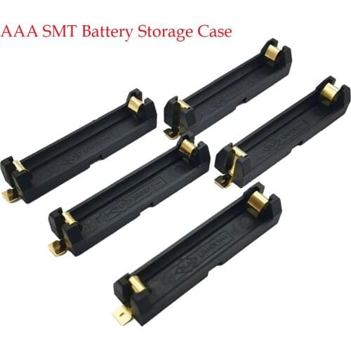 5 Pcs AAA SMD SMT Battery Holder 1xAAA Battery Box SMD SMT Battery Case With Bronze Pins DIY