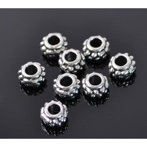50pcs Tibetan Silver Color 8mm Metal Rondelle Shape Loose Spacer Beads lot for Jewelry Making DIY Crafts Findings - 55
