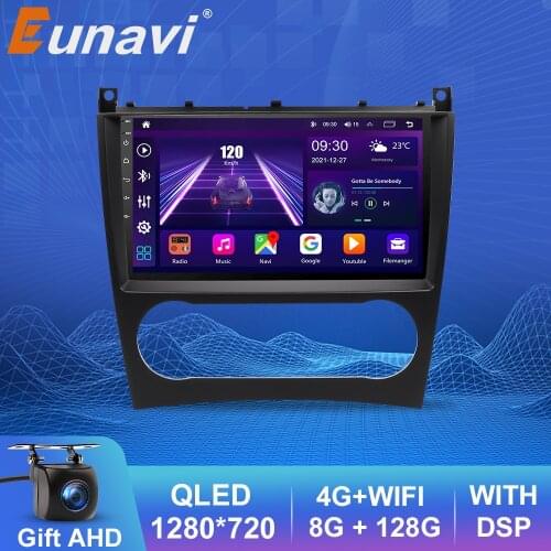 Eunavi 2 Din Android Car Radio Multimedia Player For Mercedes Benz C Class W203 C200 C230 C240 C320 C350 CLK W209 2005-2009 GPS
