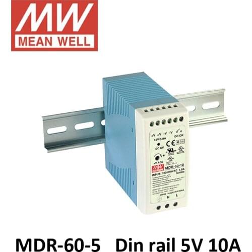 Original Meanwell MDR-60-5 60W 5V DIN Rail Mounted Industrial mean well Power Supply 5V 10A 60W