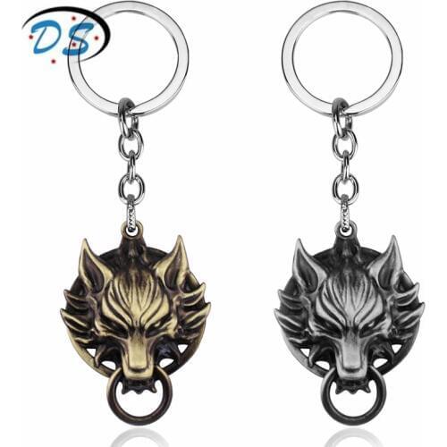 Game Final Fantasy Wolf Head Pendant Key Chains Link Chain Keychain Movie Jewelry Key Ring