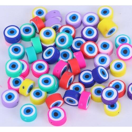 20pcs 10mm Mixed Colors Evil Eye Round Shape Polymer Clay Beads For Jewelry Making DIY Handmade Accessories