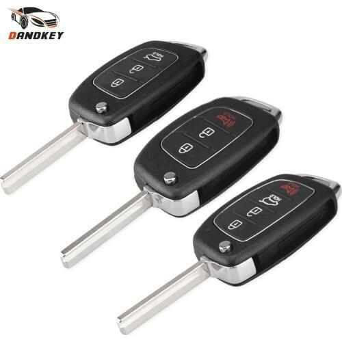 Dandkey Key Shell 3/4 Buttons For Mistra Hyundai Solaris Ix35 Ix45 Series 2 Verna Santa Flip Folding Remote Key Case