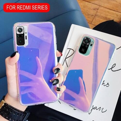 Luxury Laser Gradient Transparent Phone Case For Xiaomi Redmi Note 10 9 8 Pro Max 10s 7 9c Nfc K20 9t Poco F3 M3 Silicone Cover