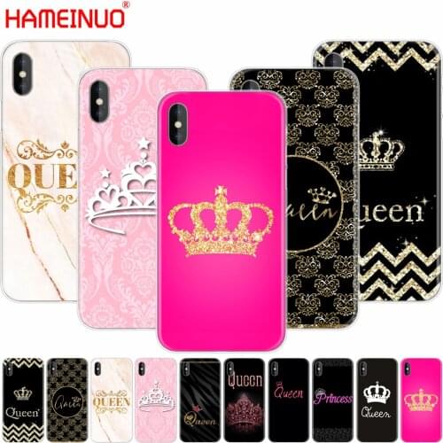 HAMEINUO Queen and king crown Coque cell phone Cover case for iphone X 8 7 6 4 4s 5 5s SE 5c 6s plus