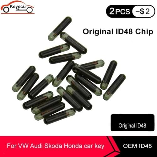 KEYECU OEM ID48 Car key chips, Blank original Megamos ID48 chip glass (TP08) (OEM) for Volkswagen Skoda Seat Audi Honda