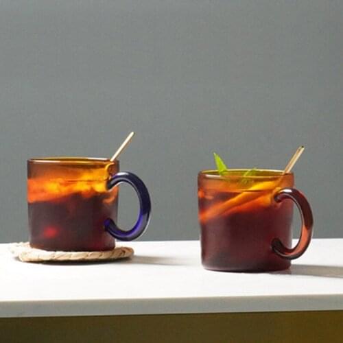 250Ml Color Thickened Glass Mug Creative Temperature Resistant Cup Home Coffee Tea Drink Dessert Breakfast Milk with Handle Mugs