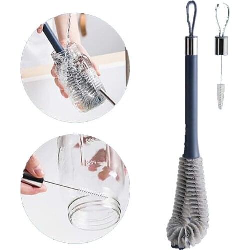 Baby Bottle Brushes Hangable L-shaped Cup Cleaning Brush 2-in-1-Long Water Bottle Cleaning for Water Cup, Wine Decanter,Sinks