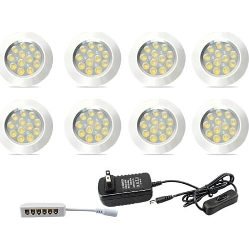 Dimmable 12V Under Cabinet Light LED Puck Lights Wireless Downlight Spotlights for Under Counter,Shelf Furniture Kitchen Lights