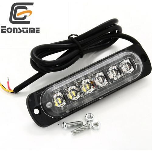 Eonstime 6W 12V/24V Car 6Led Strobe Warning Light Strobe Flashing Light bar Truck Beacon Lamp Amber/Yellow Red Blue White