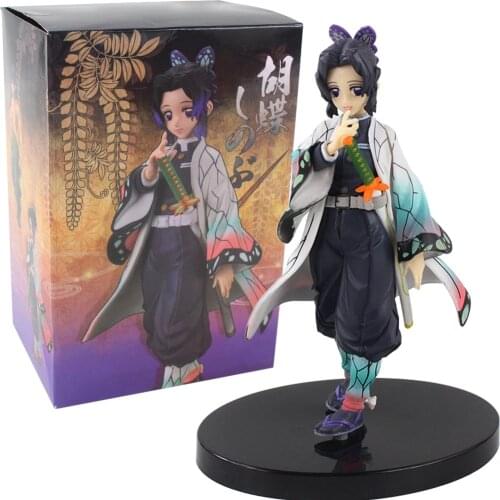 15cm Demon Slayer Kochou Shinobu Standing Yellow PVC Action Figure Kimetsu No Yaiba Tanjirou Nezuko Model Toys