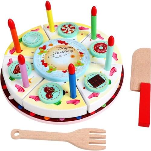 Birthday cake Toys Food Cooking Simulation Children Kitchen Pretend Play Toy wooden Cutting birthday cake Set Toys