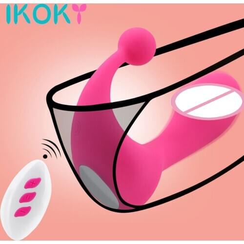 IKOKY G-Spot Massager 12 Modes Butt Plug Wireless Remote Control Clitoris Stimulator Wearable Dildo Vibrator Sex Toys for Women