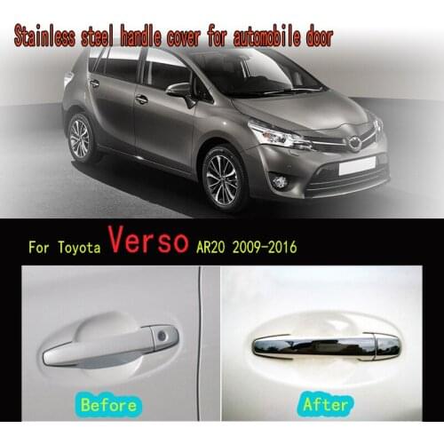 Karcng 8pcs/set Car Stainless Steel Exterior Door Handle Bowl Frame Sticker For Toyota Verso AR20 2009-2016