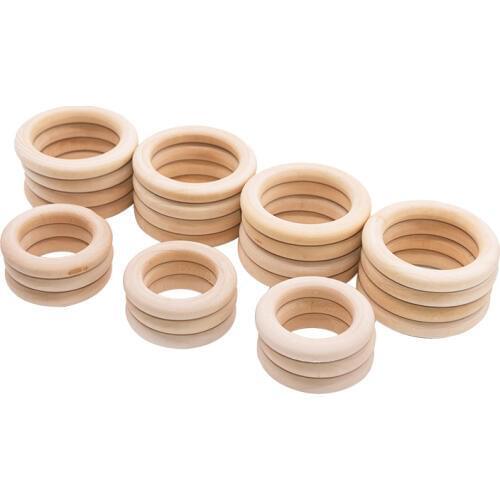 Natural Wood Circle Baby Teething Beads Wooden Ring DIY Crafts embellishment for Jewelry Making Kids Toy Ornaments Accessories