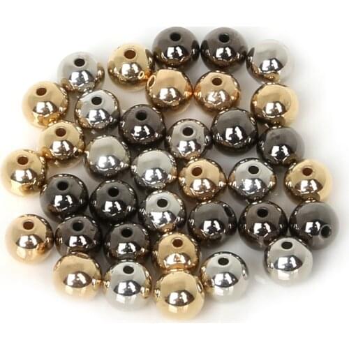 30-300Pcs/lot 4mm/6mm/8mm/10mm/12mm Rhodium/Gold/Gunmetal Plated CCB Round Seed Spacer Beads For DIY Fashion Necklaces Jewelry
