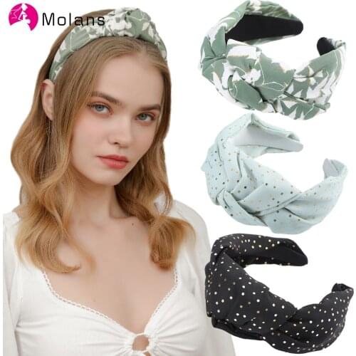 Molans New Fashion Wide-brimmed Headband for Women Knotted Hairbands Bezel Turban Girls Hair Accessories Hair Hoop Band Headwear