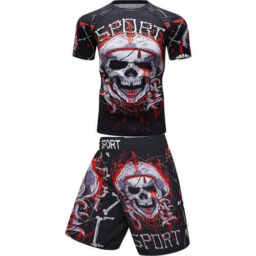 Men T-shirts+Pants 2020 Boxing Muay thai shorts Rashguard Jiu Jitsu Mma kickboxing sets Jerseys Fitness Sportsuits Bjj Gym Boxeo