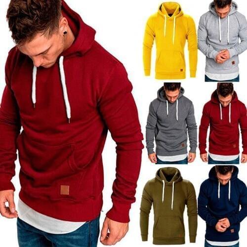 Men Gym Workout Long Sleeve Hoodies Training Pullover Casual Hooded Sweatshirt Sweater 2019 Mens Hoodies Casual Sports Design